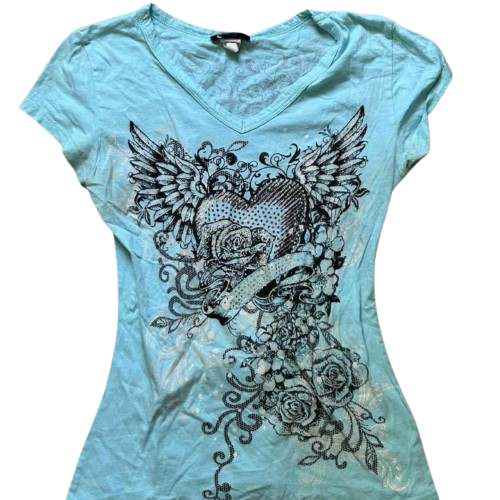 Women's blue graphic tee