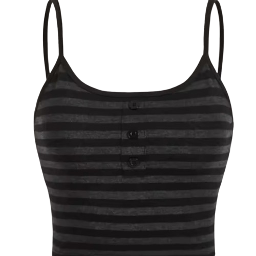 Goth Punk Striped Button Cami Top Women