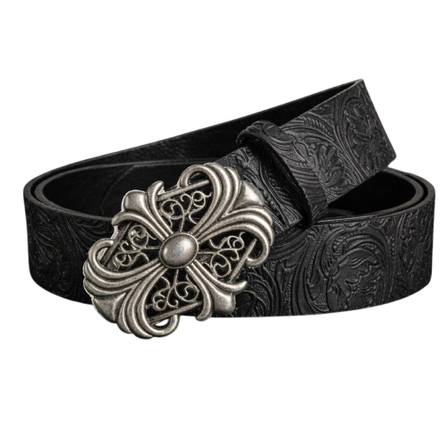 Y2K Gothic Cross Buckle Embossed Belt
