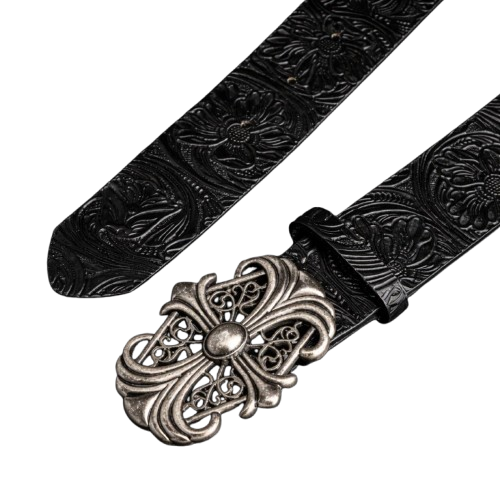 Y2K Gothic Cross Buckle Embossed Belt